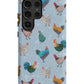 a phone case with a bunch of chickens on it