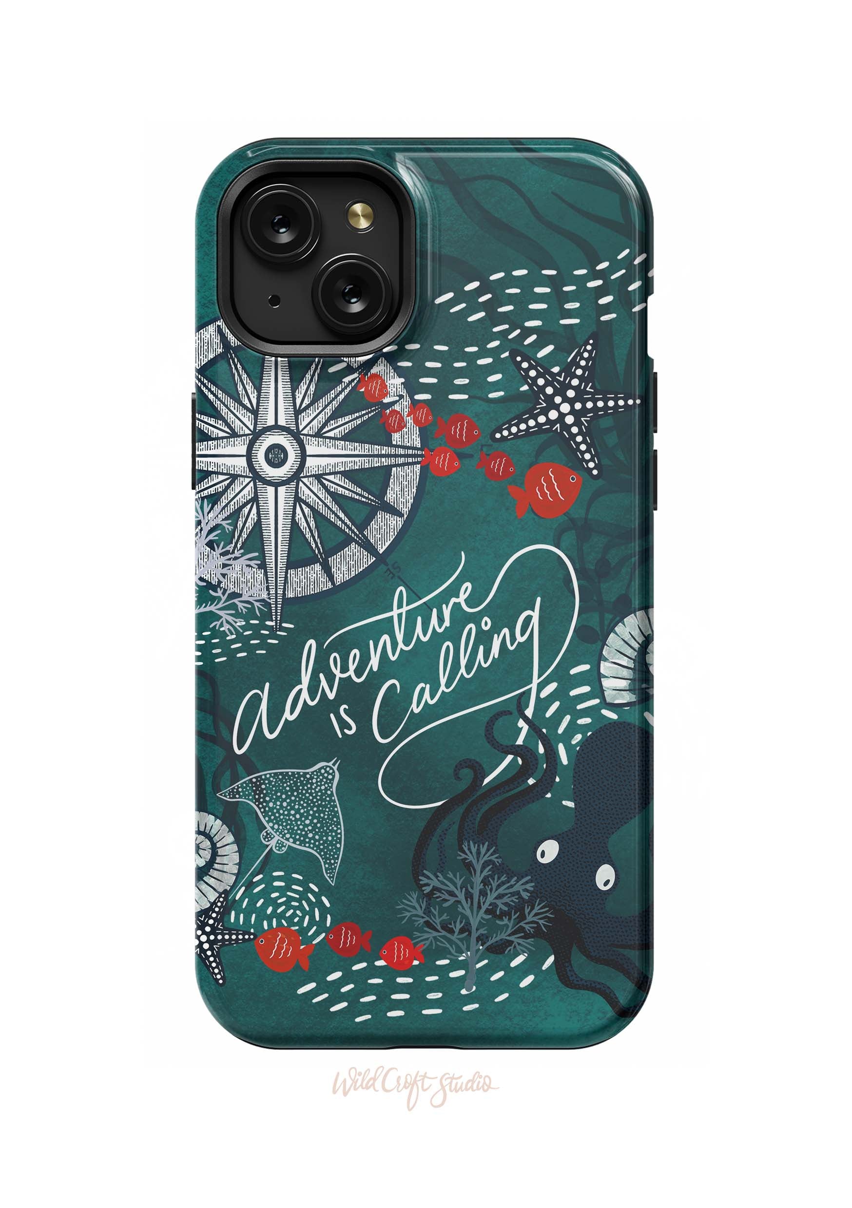 a phone case with an image of an ocean scene