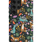 a phone case with a pattern of deer and flowers