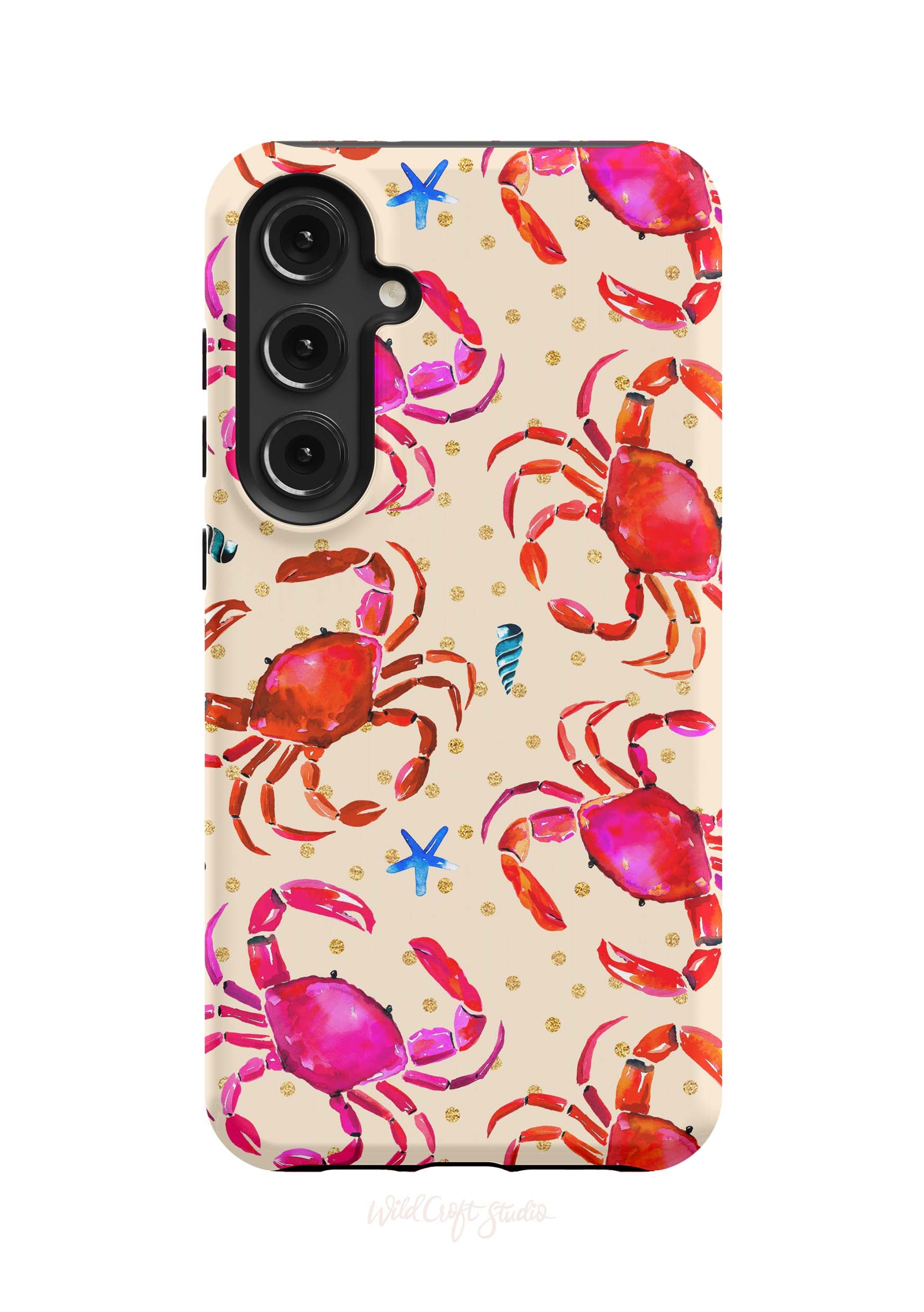 a phone case with a crab pattern on it