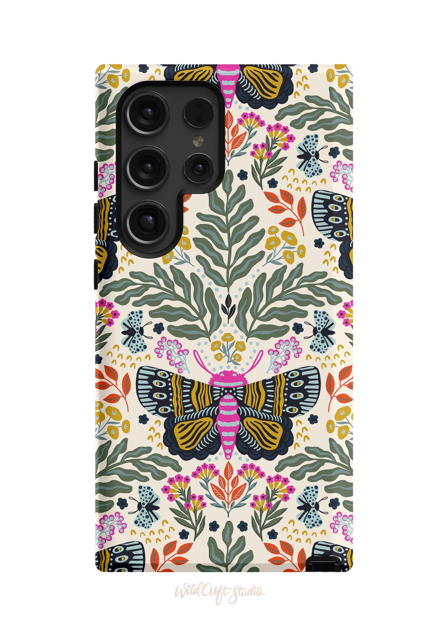 a phone case with a butterfly design on it