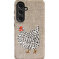 a phone case with a chicken painted on it