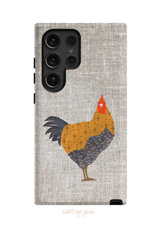 a phone case with a rooster on it