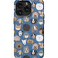 a blue phone case with dogs on it