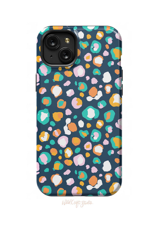 a phone case with a colorful pattern on it