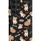 a phone case with a pattern of dogs on it