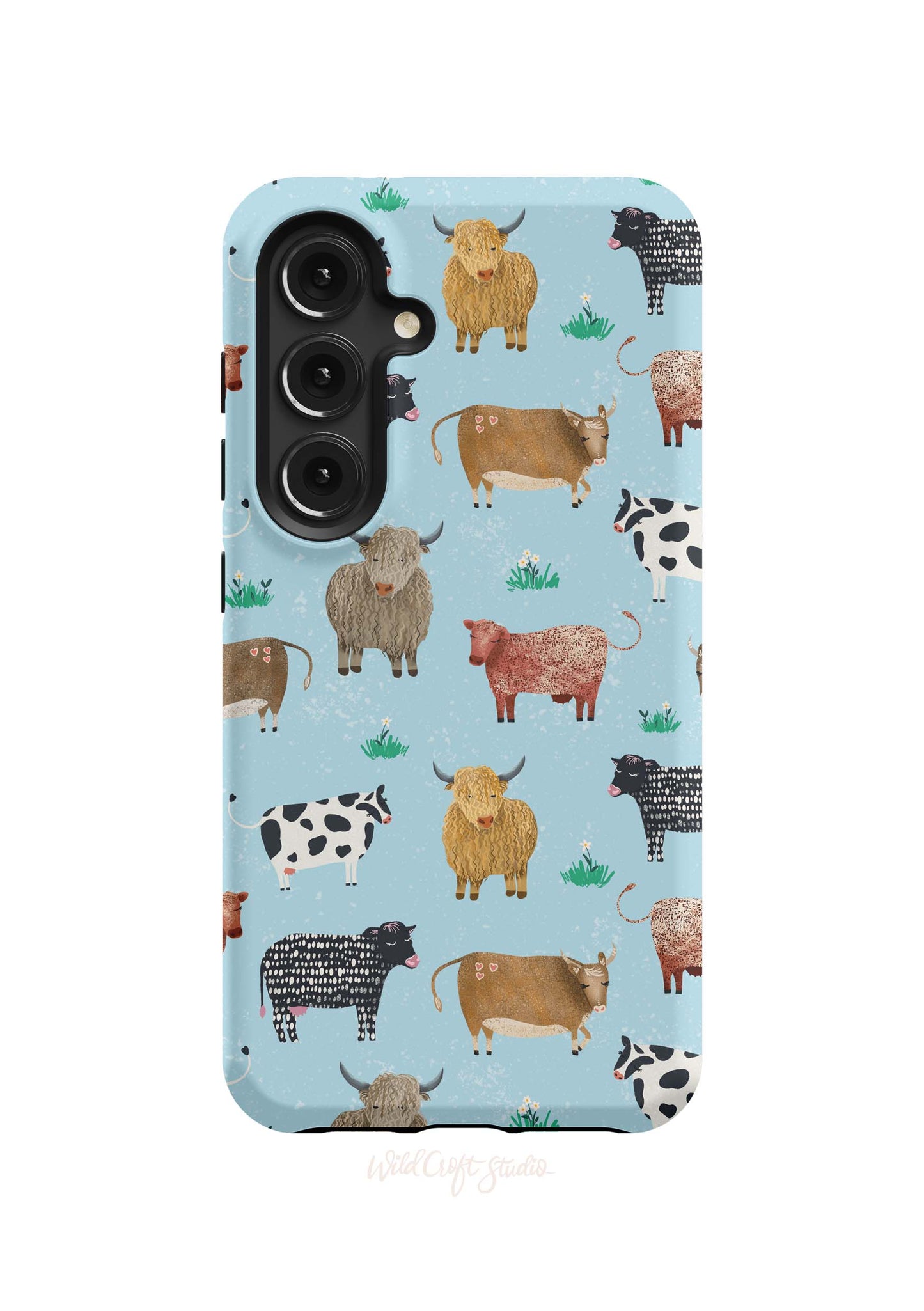 a phone case with cows and cows on it