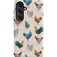 a phone case with chickens on it
