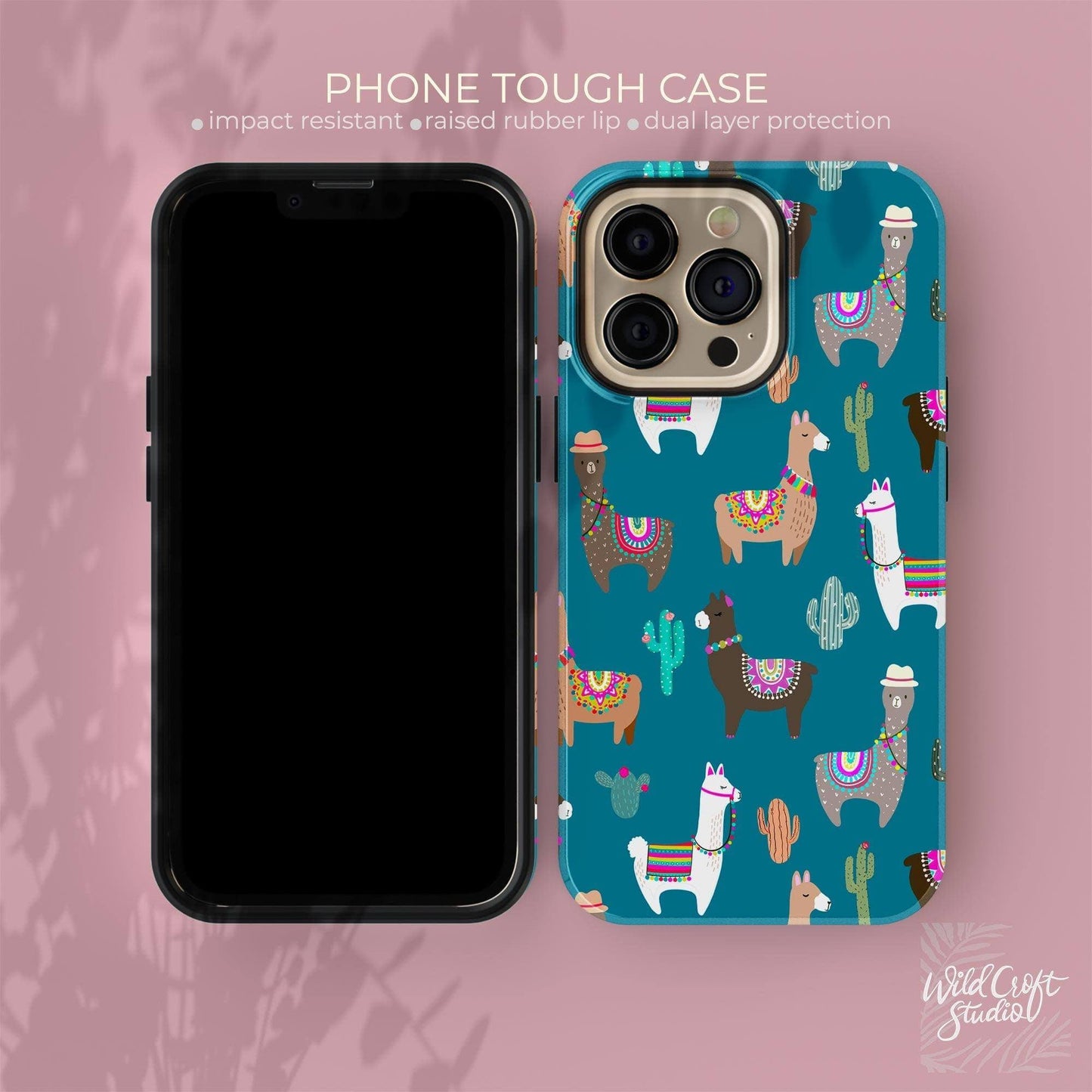 Blue Cute Llama Tough Case for iPhone